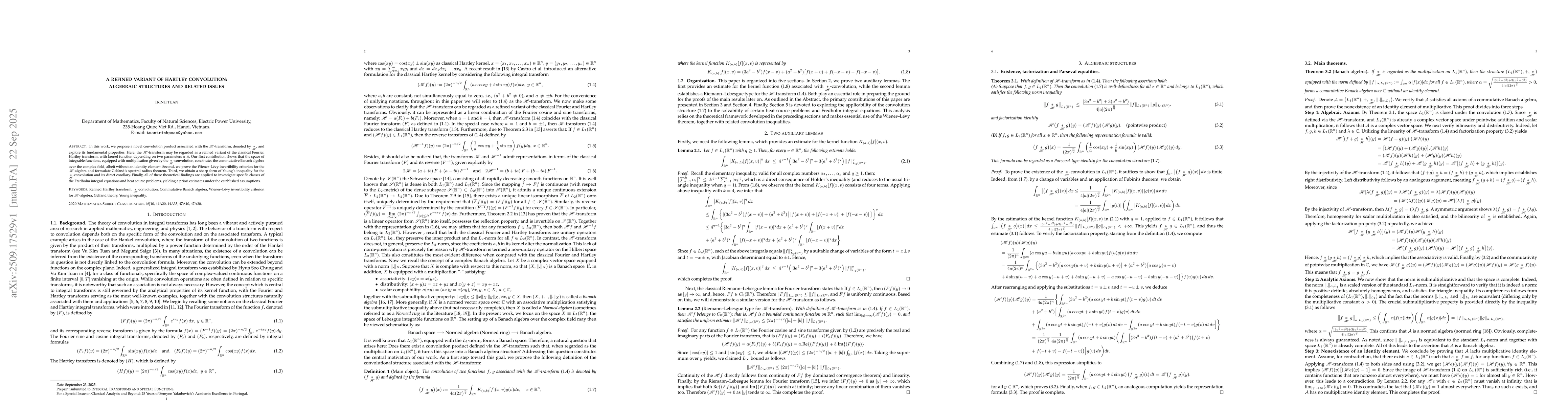 Thumbnail for A refined variant of Hartley convolution: Algebraic structures and
  related issues