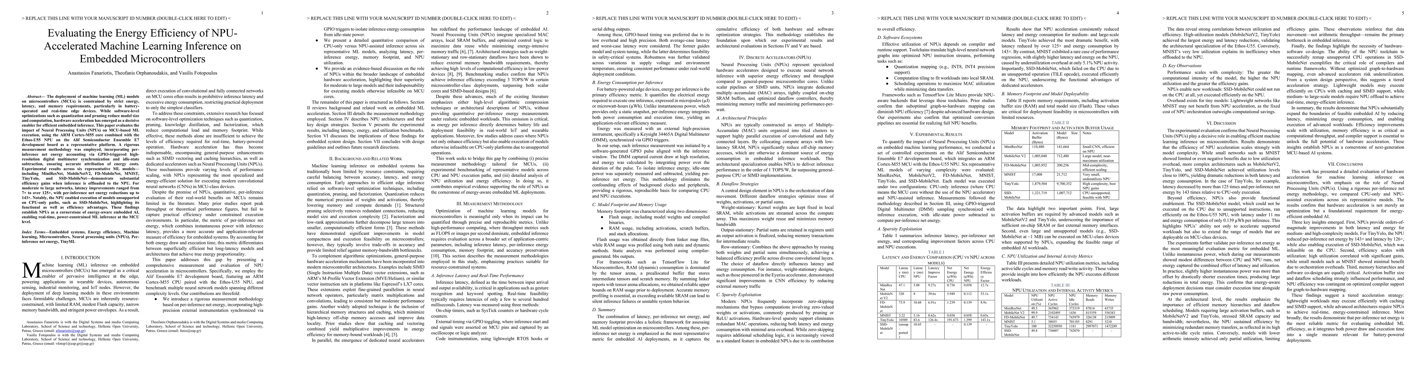 Thumbnail for Evaluating the Energy Efficiency of NPU-Accelerated Machine Learning
  Inference on Embedded Microcontrollers