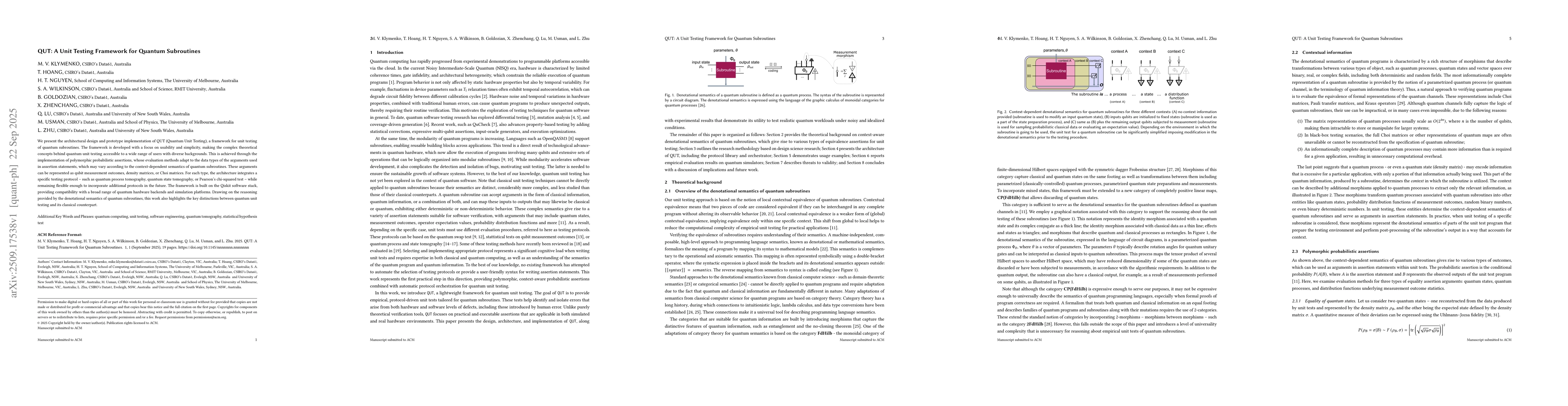 Thumbnail for QUT: A Unit Testing Framework for Quantum Subroutines