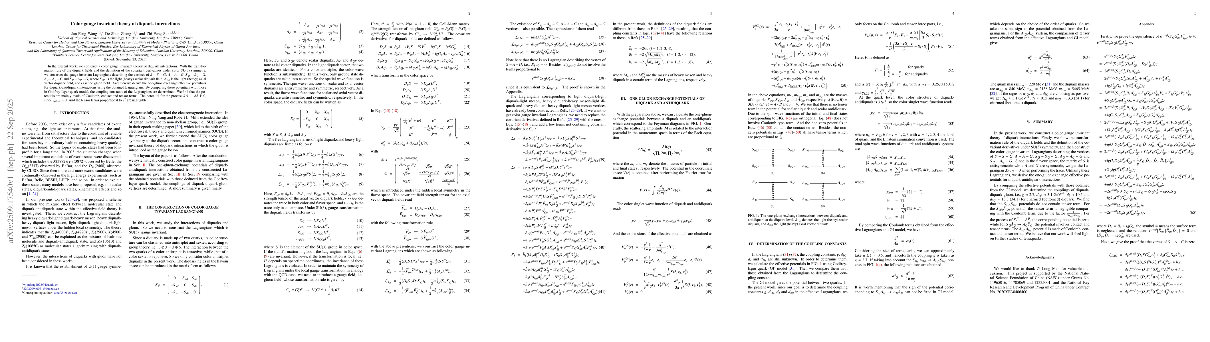 Thumbnail for Color gauge invariant theory of diquark interactions