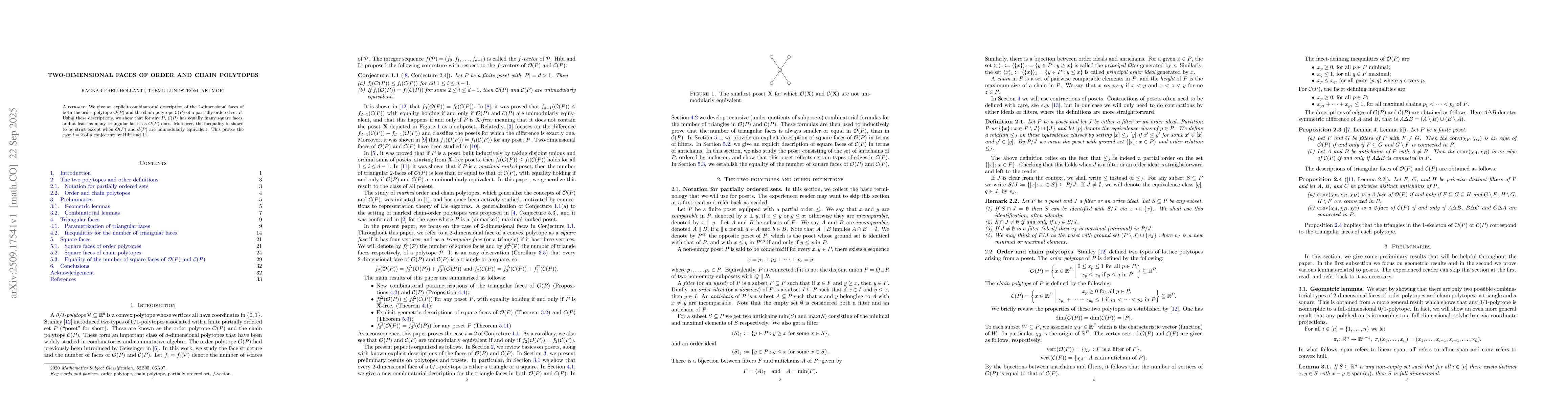 Thumbnail for Two-Dimensional Faces of Order and Chain Polytopes