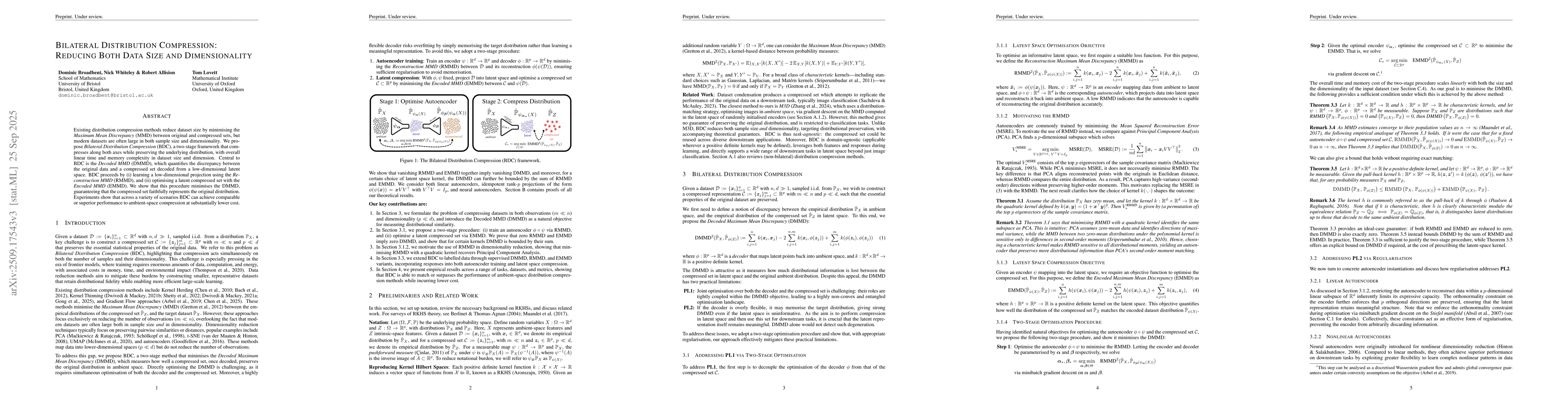Thumbnail for Bilateral Distribution Compression: Reducing Both Data Size and
  Dimensionality