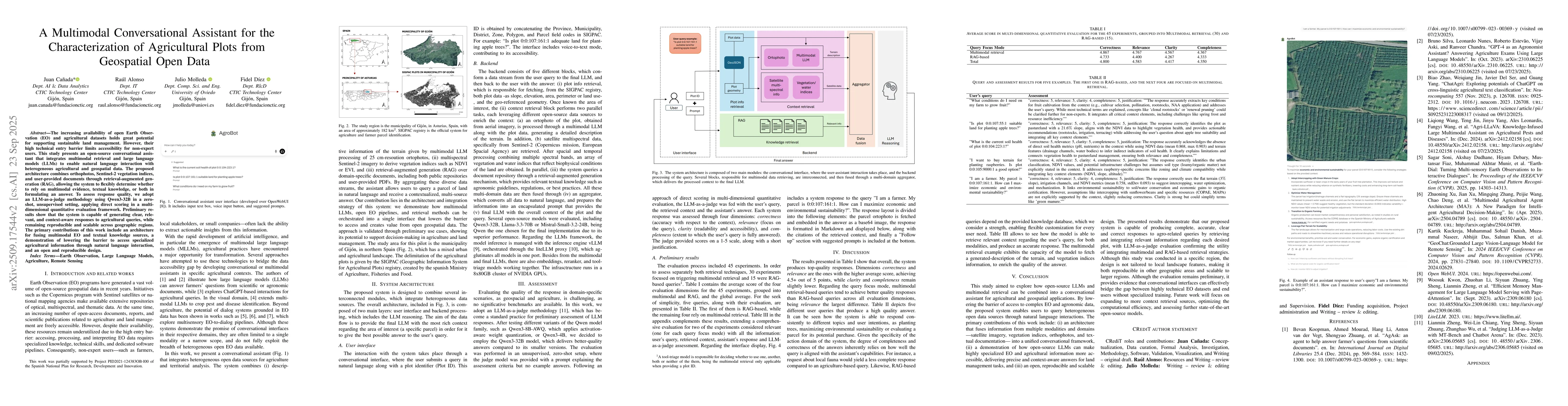 Thumbnail for A Multimodal Conversational Assistant for the Characterization of
  Agricultural Plots from Geospatial Open Data