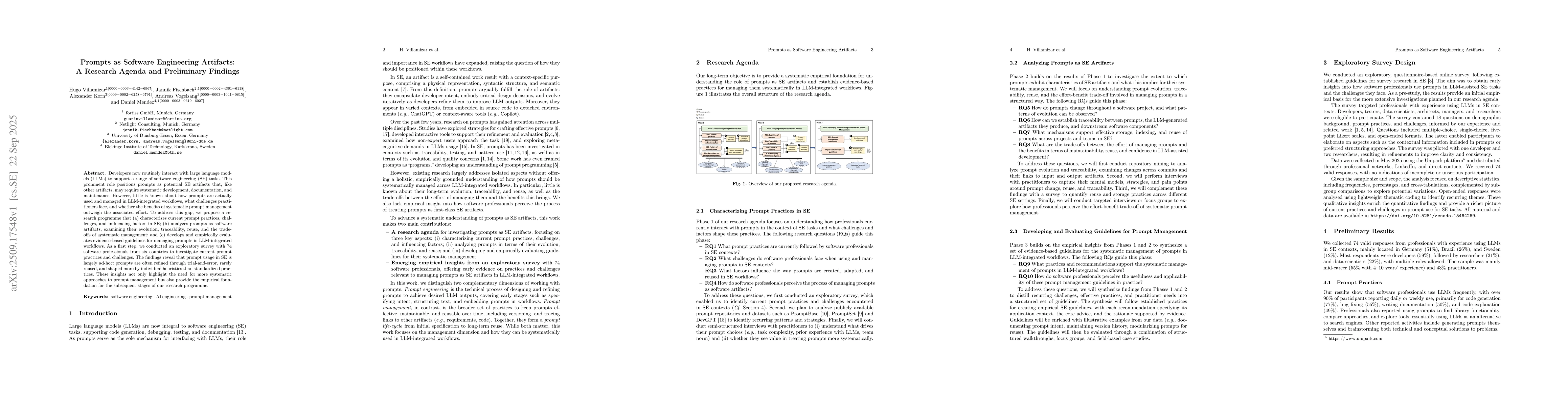 Thumbnail for Prompts as Software Engineering Artifacts: A Research Agenda and
  Preliminary Findings