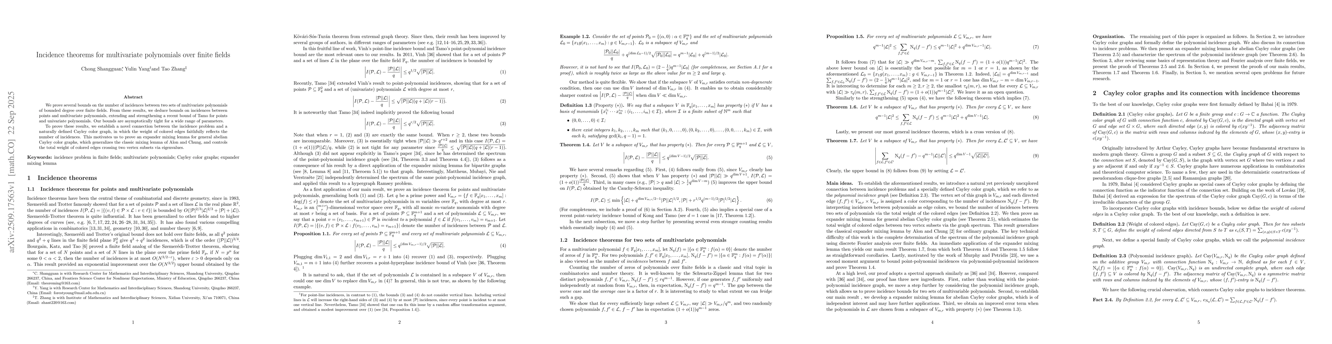 Thumbnail for Incidence theorems for multivariate polynomials over finite fields