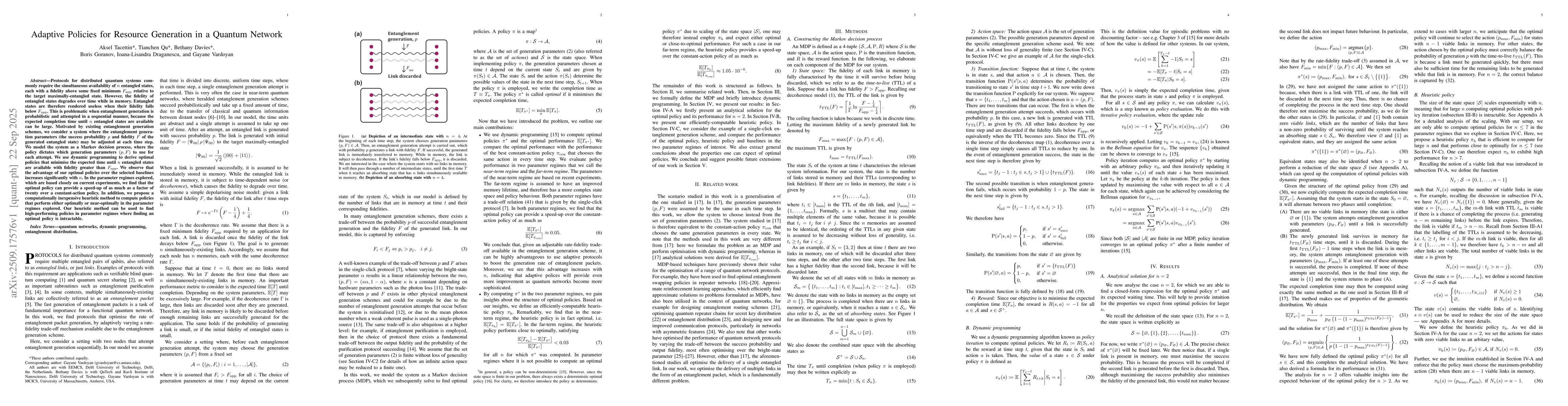 Thumbnail for Adaptive Policies for Resource Generation in a Quantum Network