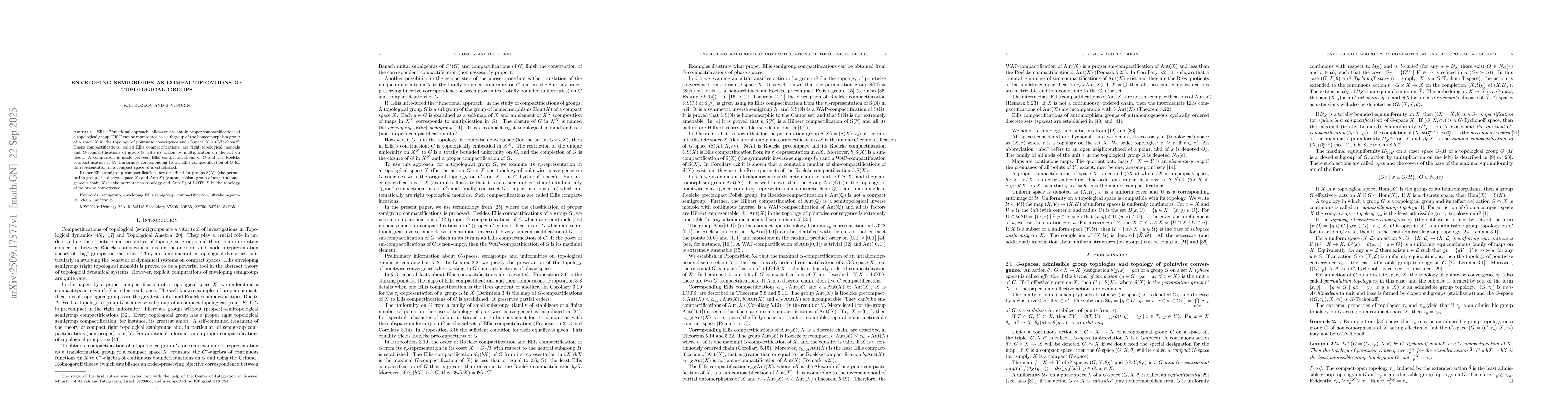 Thumbnail for Enveloping semigroups as compactifications of topological groups