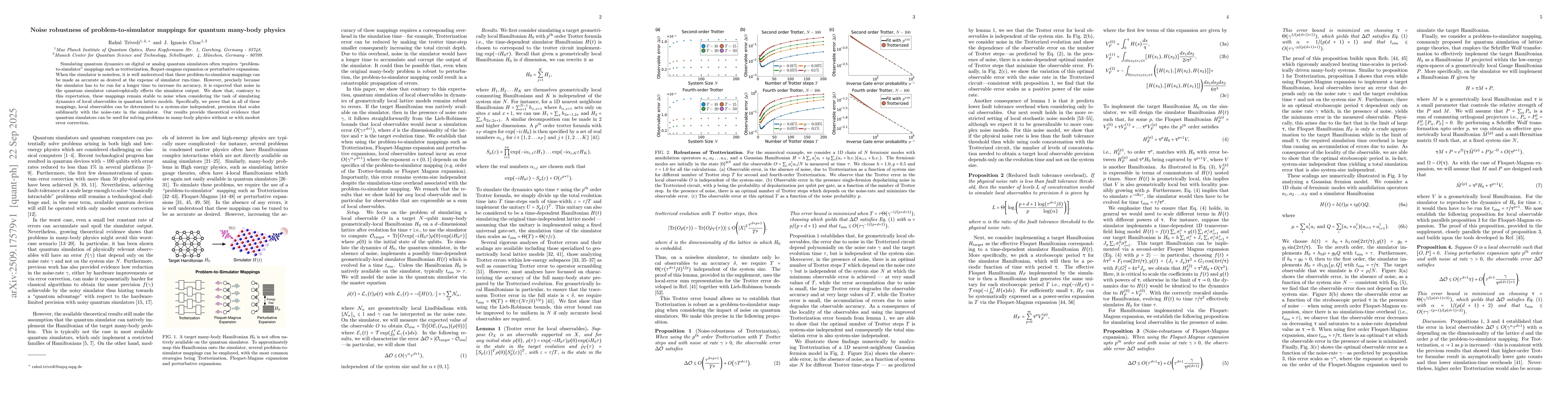 Thumbnail for Noise robustness of problem-to-simulator mappings for quantum many-body
  physics