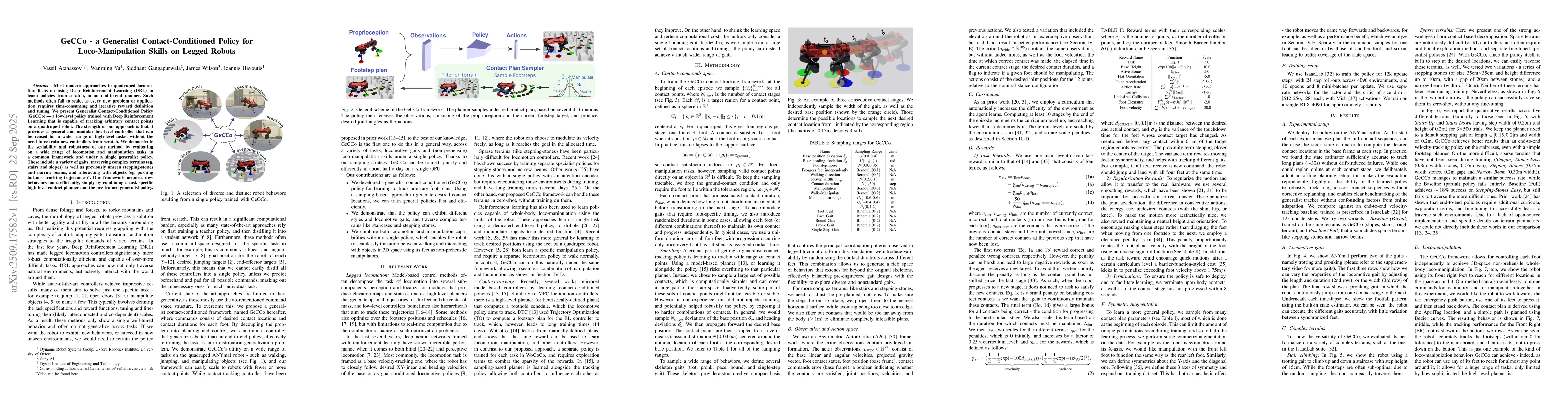 Thumbnail for GeCCo - a Generalist Contact-Conditioned Policy for Loco-Manipulation
  Skills on Legged Robots