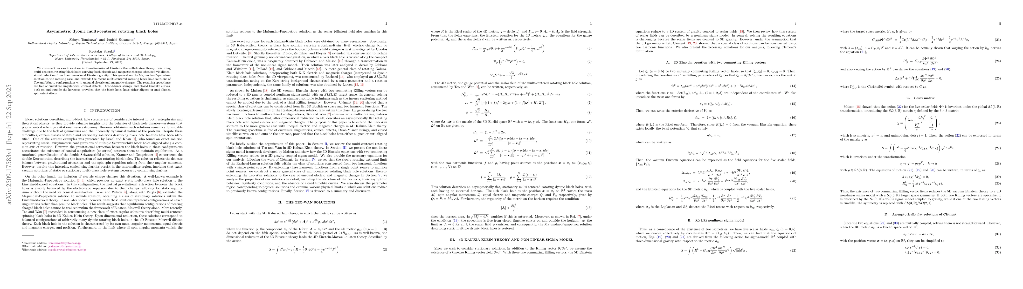 Thumbnail for Asymmetric dyonic multi-centered rotating black holes