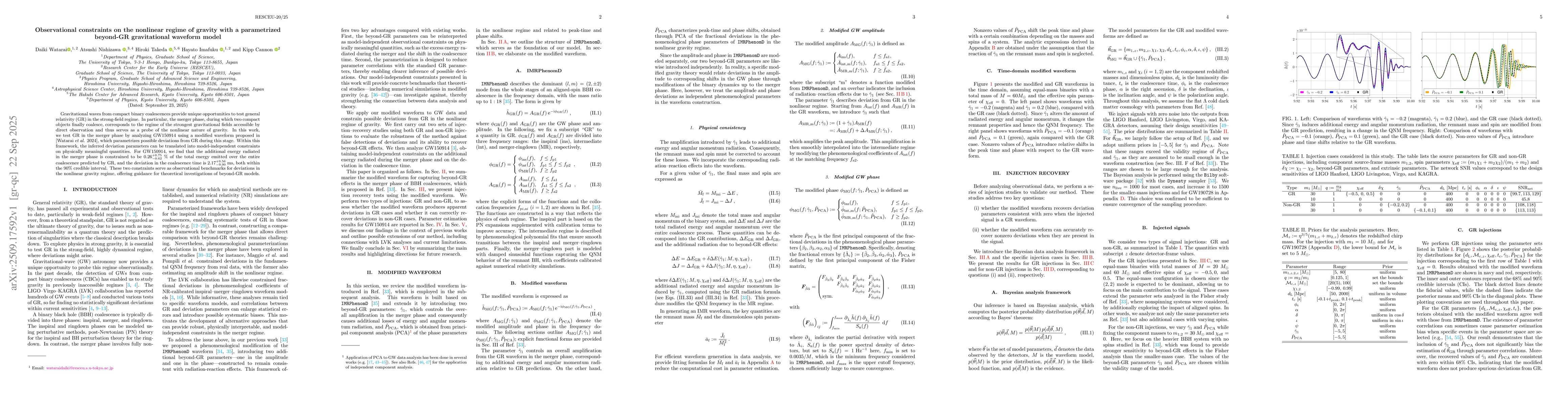 Thumbnail for Observational constraints on the nonlinear regime of gravity with a
  parametrized beyond-GR gravitational waveform model