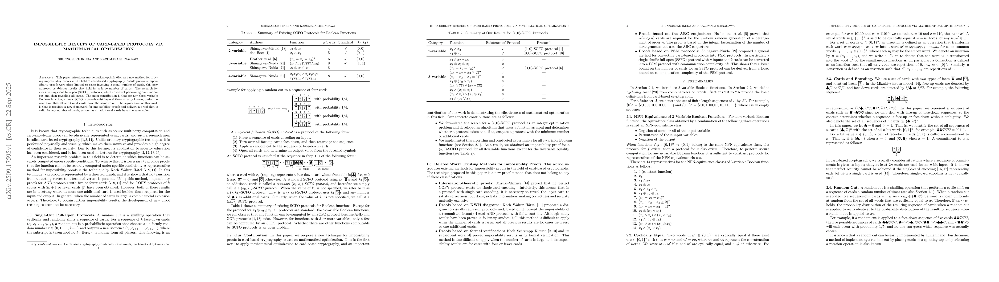 Thumbnail for Impossibility Results of Card-Based Protocols via Mathematical
  Optimization