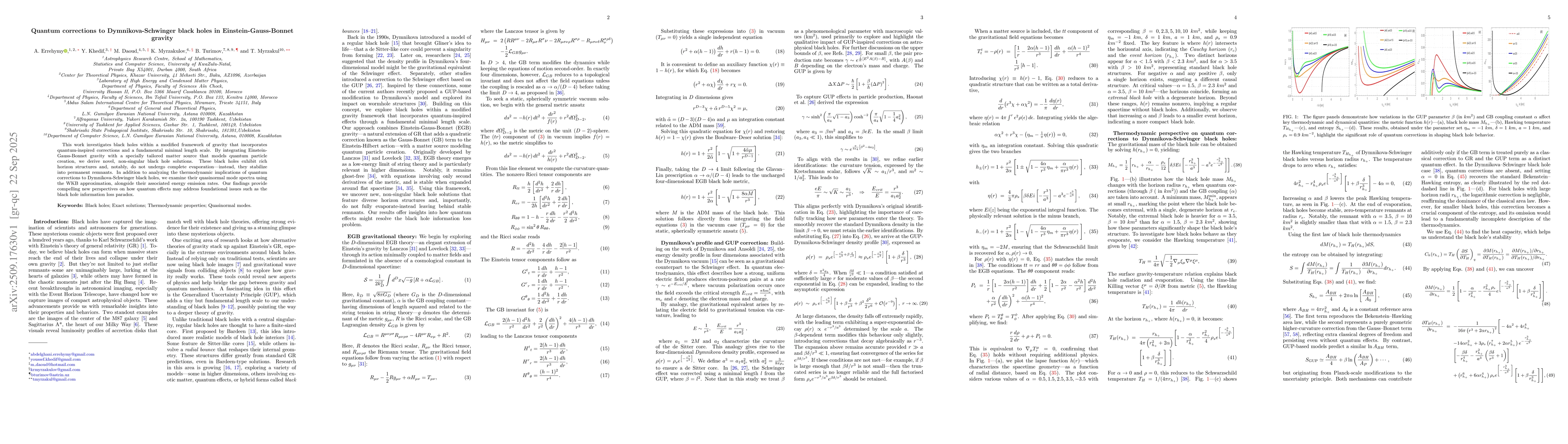 Thumbnail for Quantum corrections to Dymnikova-Schwinger black holes in
  Einstein-Gauss-Bonnet gravity