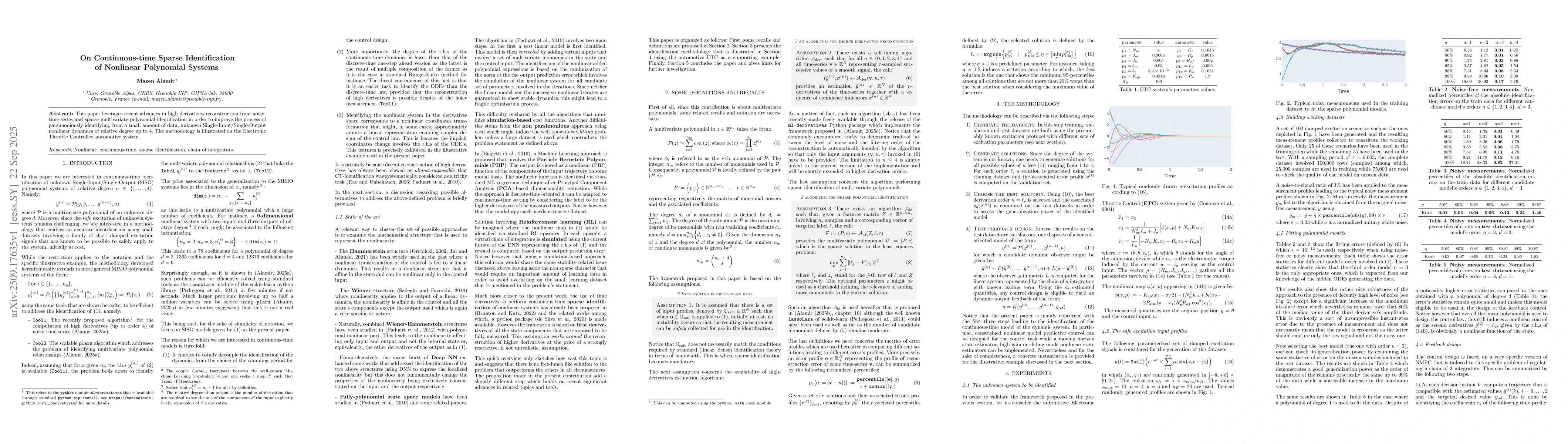 Thumbnail for On continuous-time sparse identification of nonlinear polynomial systems