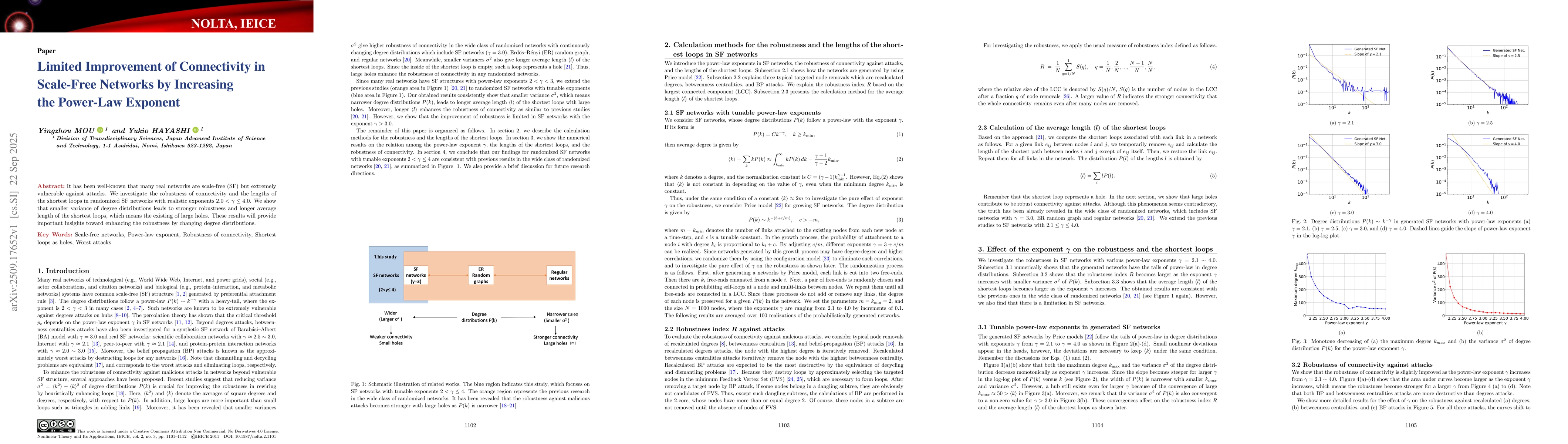 Thumbnail for Limited Improvement of Connectivity in Scale-Free Networks by Increasing
  the Power-Law Exponent