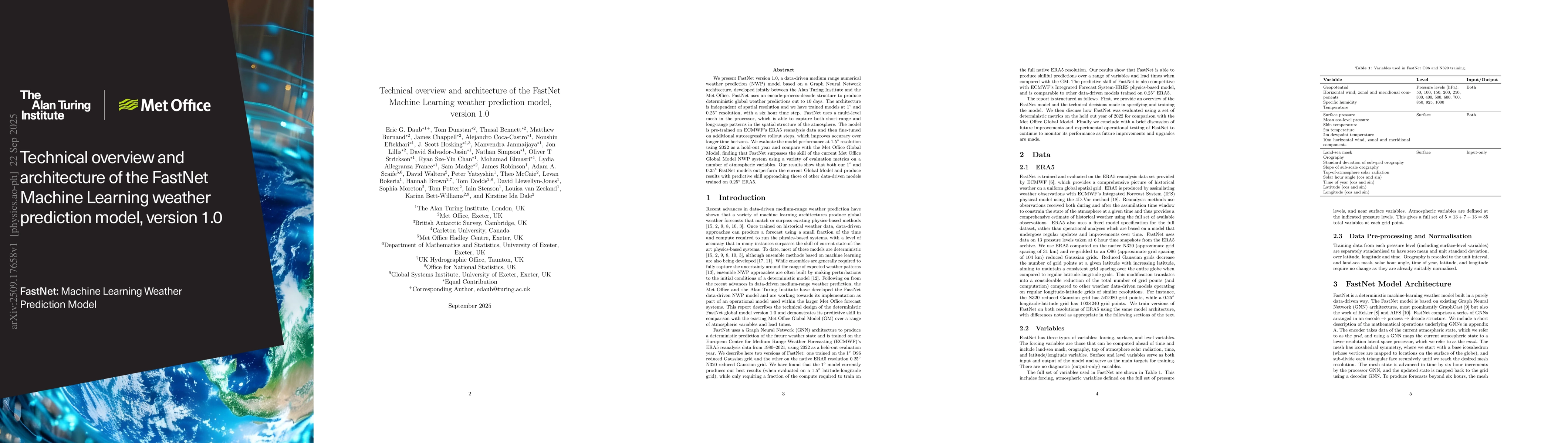 Thumbnail for Technical overview and architecture of the FastNet Machine Learning
  weather prediction model, version 1.0