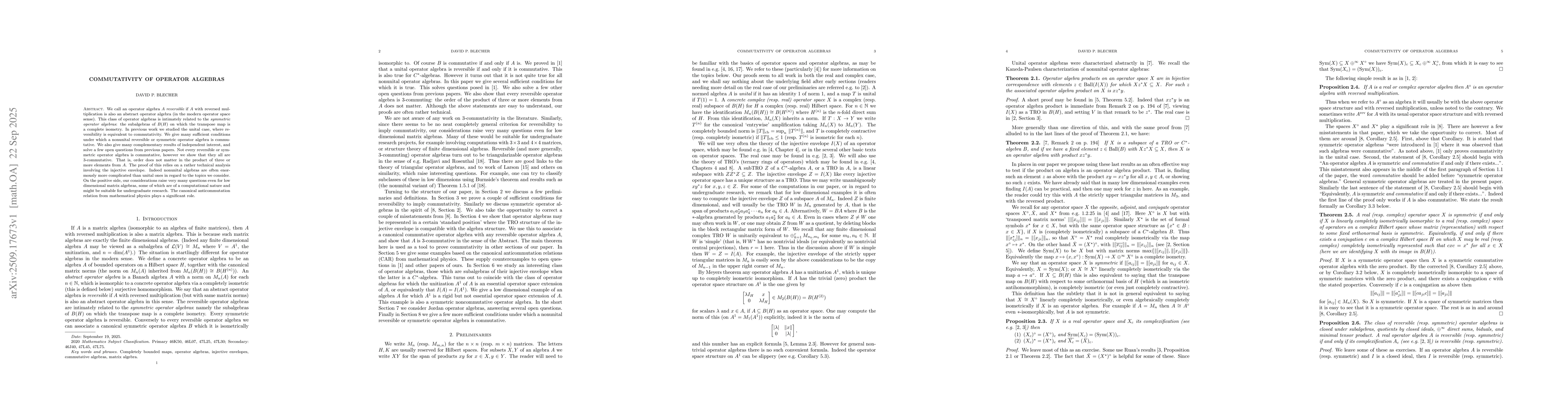 Thumbnail for Commutativity of operator algebras