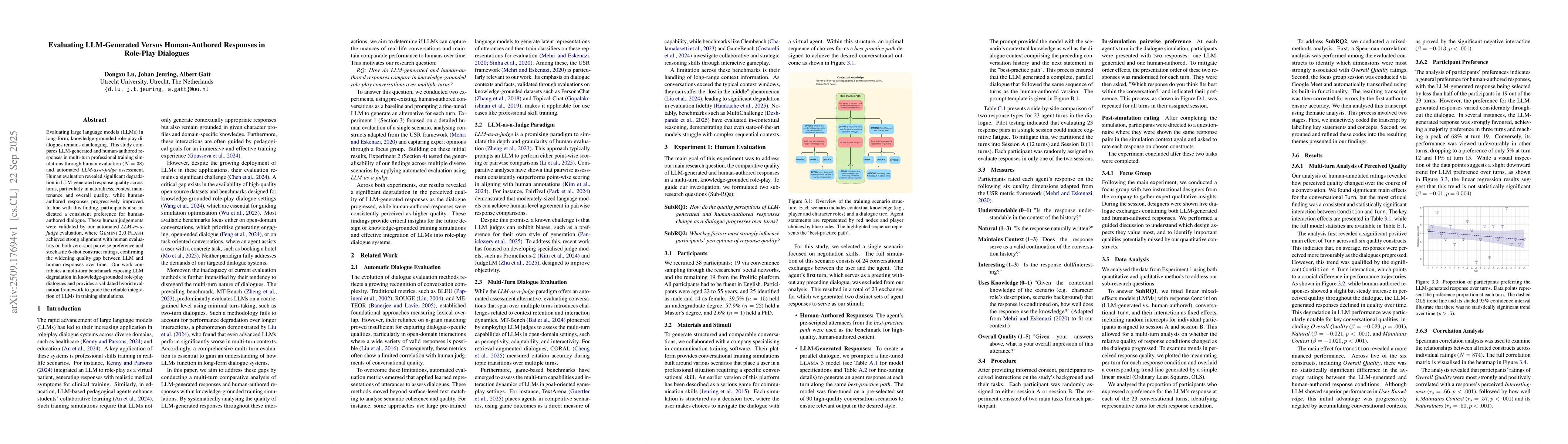 Thumbnail for Evaluating LLM-Generated Versus Human-Authored Responses in Role-Play
  Dialogues