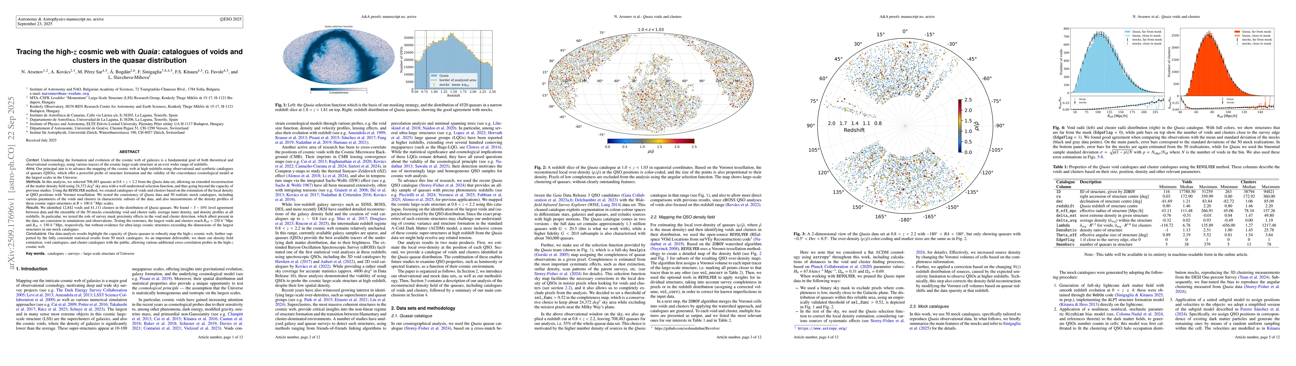 Thumbnail for Tracing the high-z cosmic web with Quaia: catalogues of voids and
  clusters in the quasar distribution