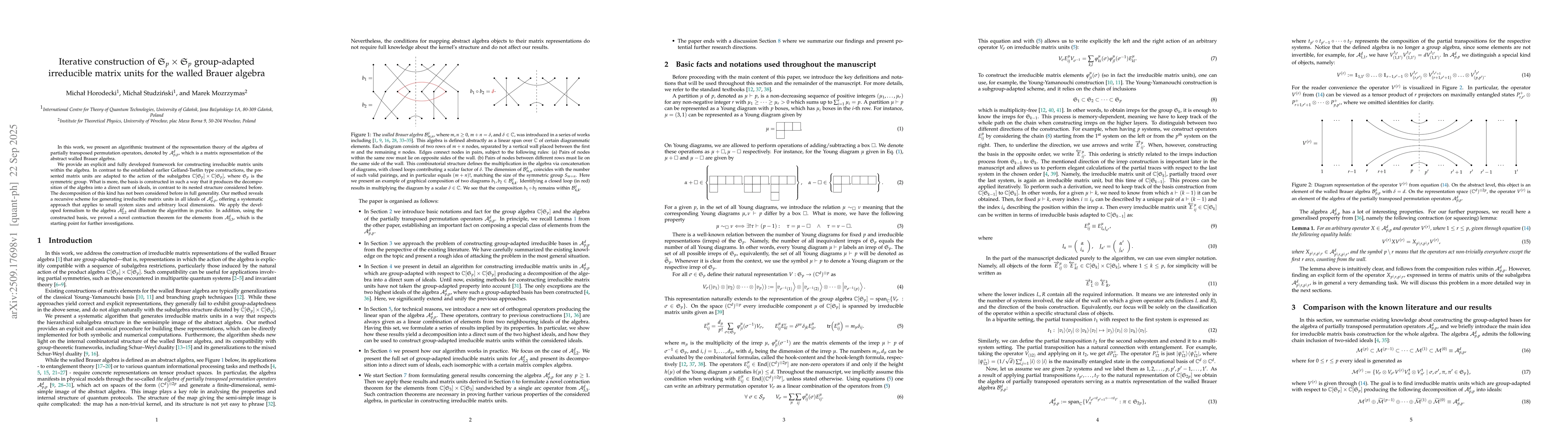 Thumbnail for Iterative construction of $\mathfrak{S}_p \times \mathfrak{S}_p$
  group-adapted irreducible matrix units for the walled Brauer algebra