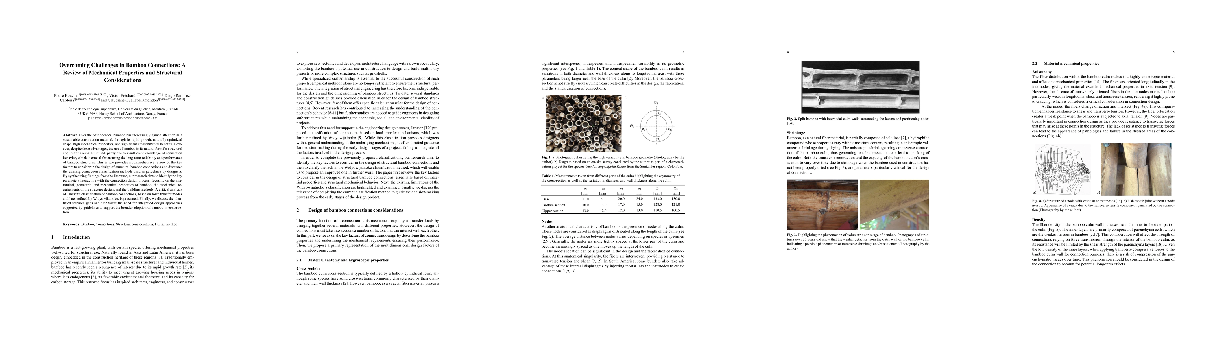 Thumbnail for Overcoming challenges in bamboo connections: A review of mechanical
  properties and structural considerations