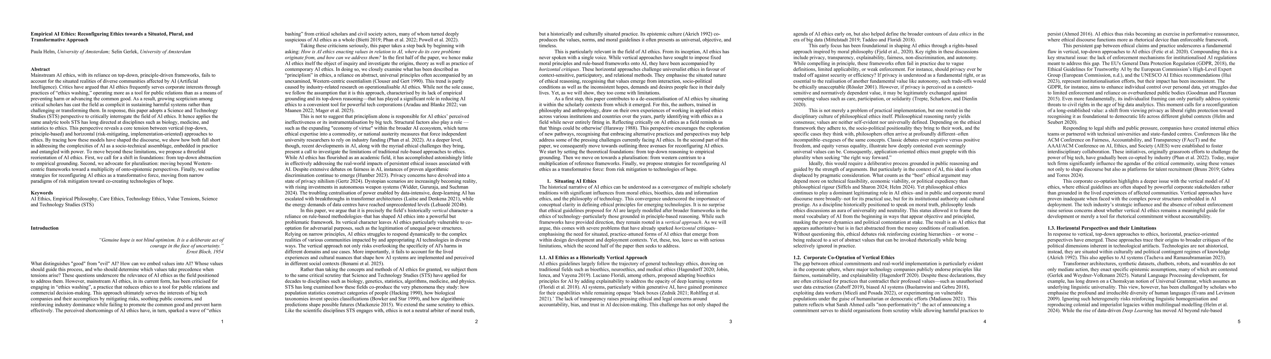 Thumbnail for Empirical AI Ethics: Reconfiguring Ethics towards a Situated, Plural,
  and Transformative Approach