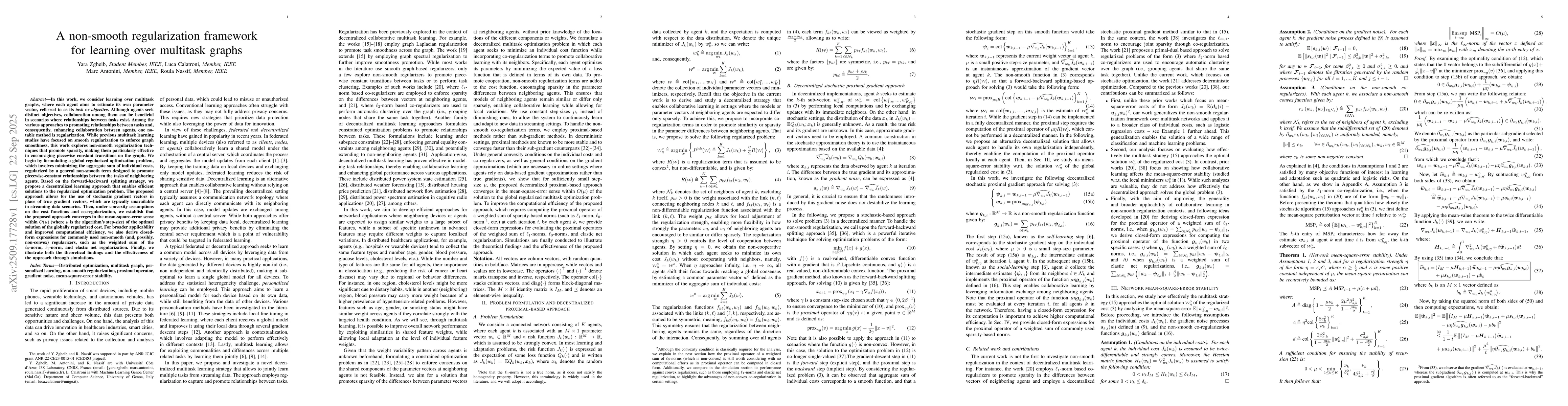 Thumbnail for A non-smooth regularization framework for learning over multitask graphs