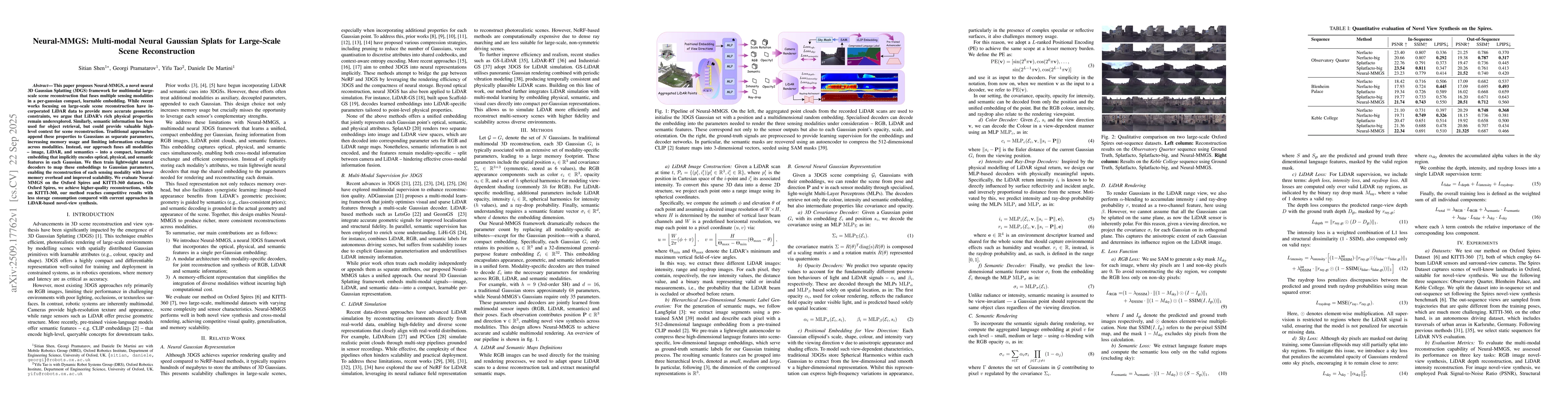 Thumbnail for Neural-MMGS: Multi-modal Neural Gaussian Splats for Large-Scale Scene
  Reconstruction
