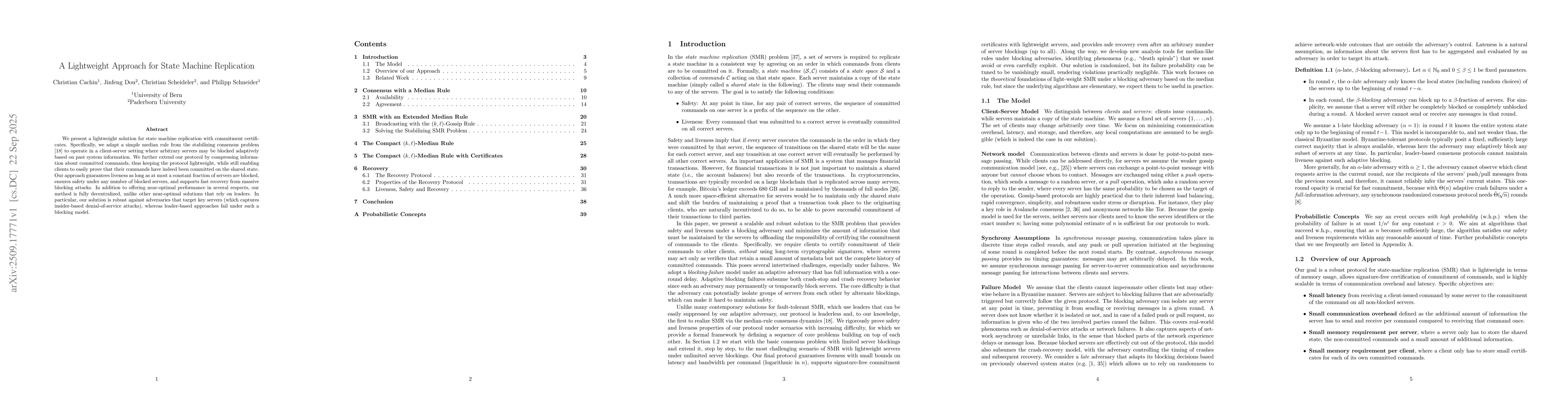 Thumbnail for A Lightweight Approach for State Machine Replication