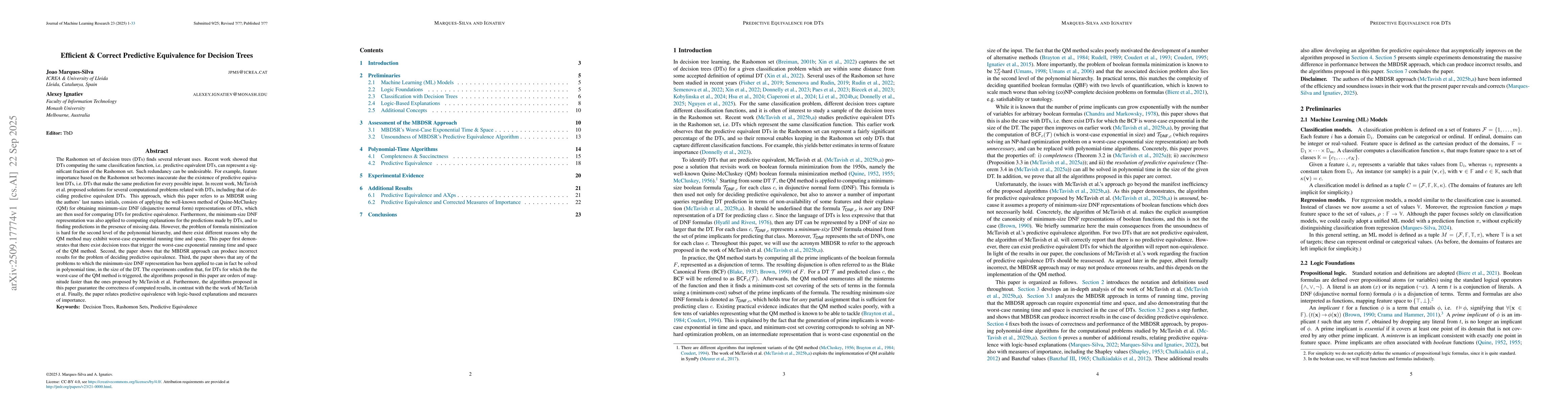 Thumbnail for Efficient & Correct Predictive Equivalence for Decision Trees