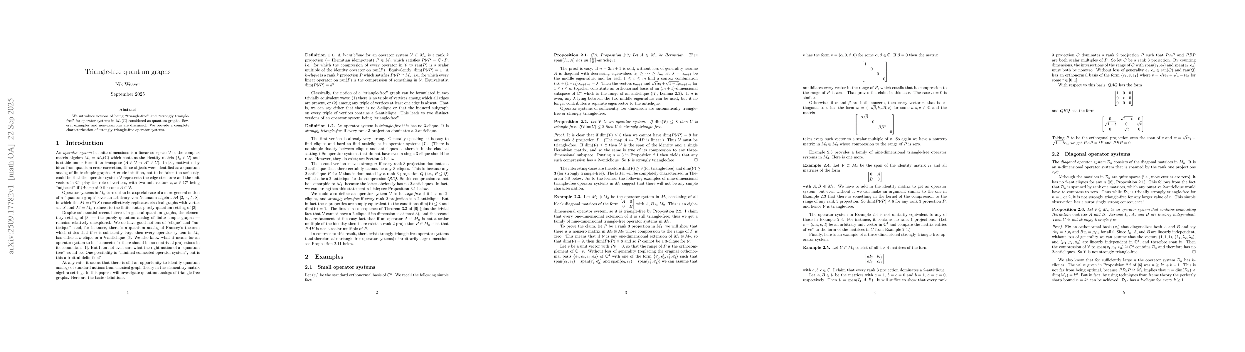 Thumbnail for Triangle-free quantum graphs