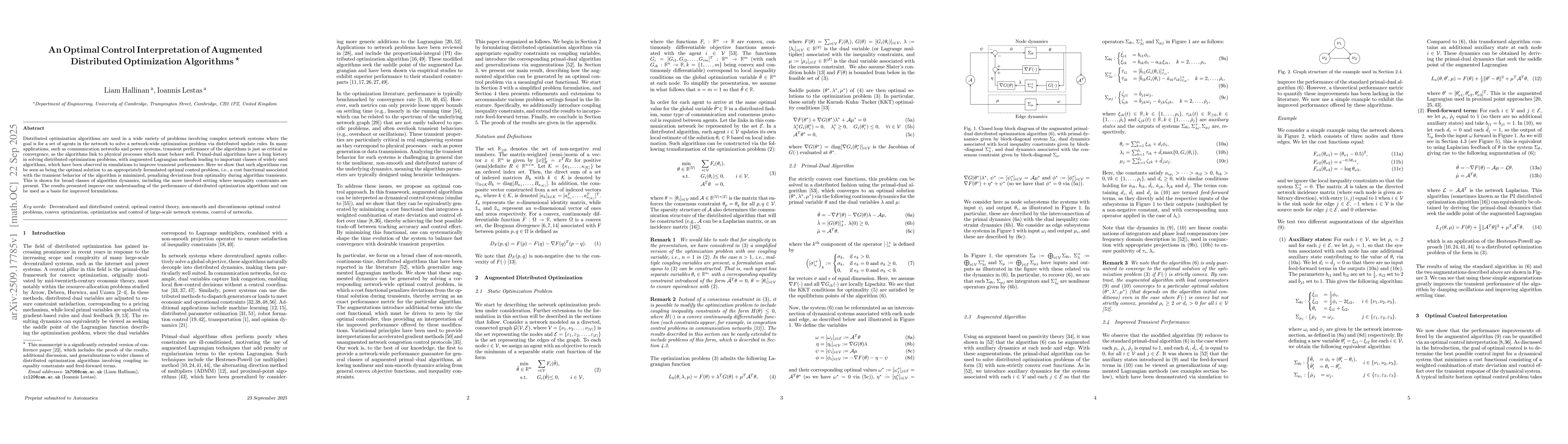 Thumbnail for An Optimal Control Interpretation of Augmented Distributed Optimization
  Algorithms
