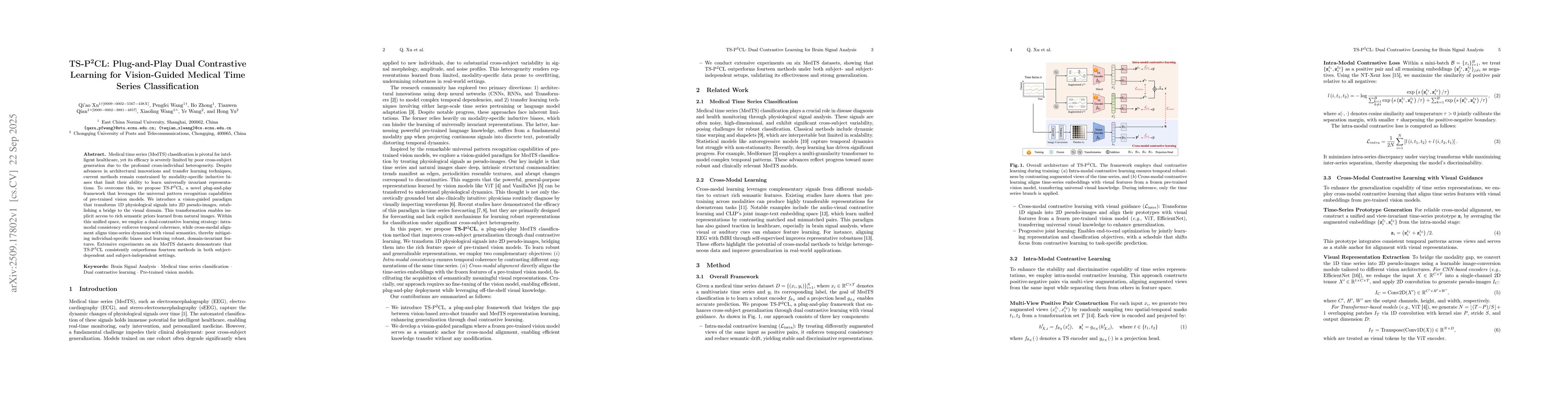 Thumbnail for TS-P$^2$CL: Plug-and-Play Dual Contrastive Learning for Vision-Guided
  Medical Time Series Classification