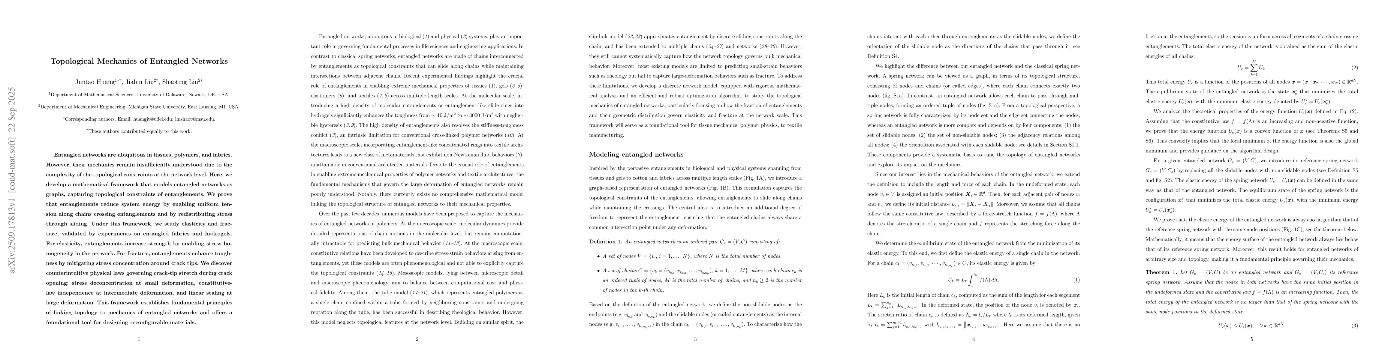 Thumbnail for Topological Mechanics of Entangled Networks
