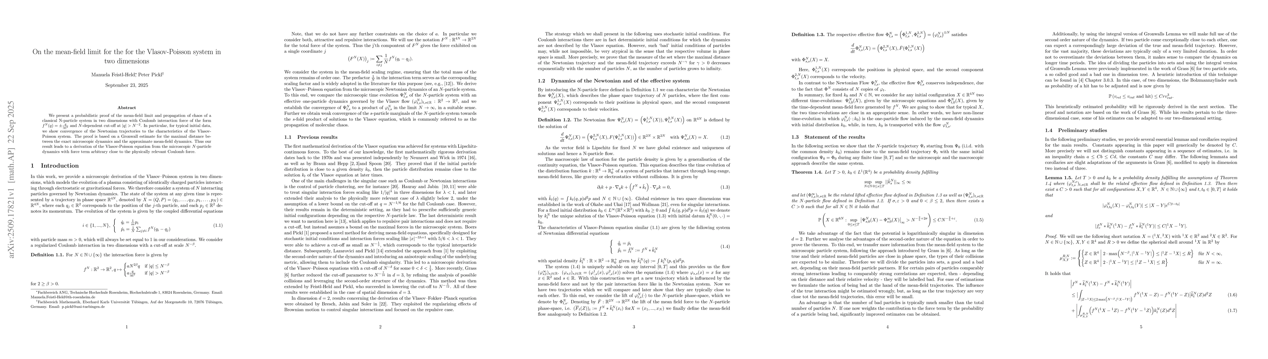 Thumbnail for On the mean-field limit for the Vlasov-Poisson system in two dimensions