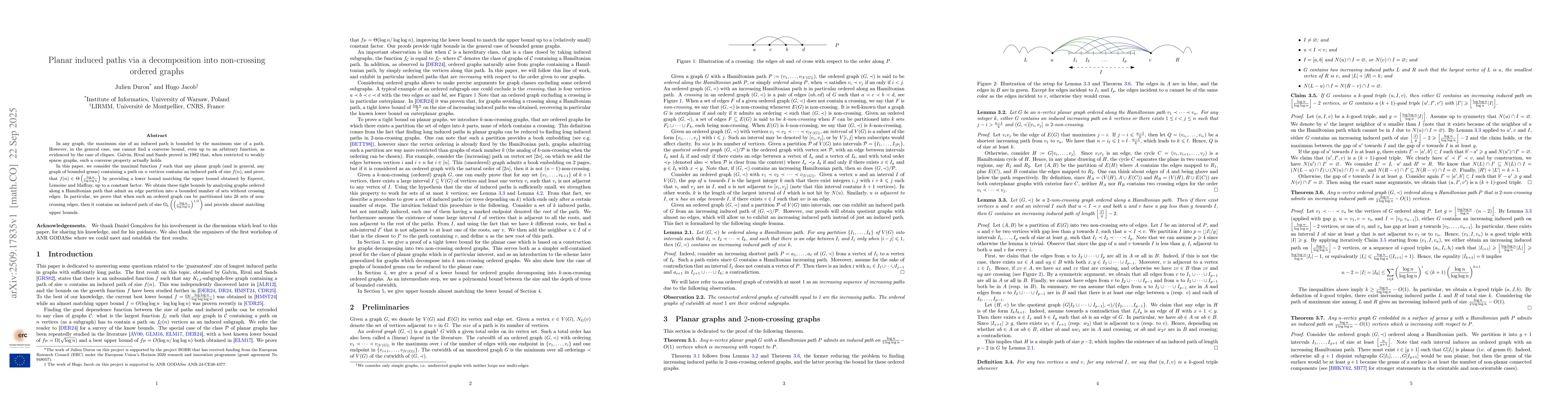 Thumbnail for Planar induced paths via a decomposition into non-crossing ordered
  graphs