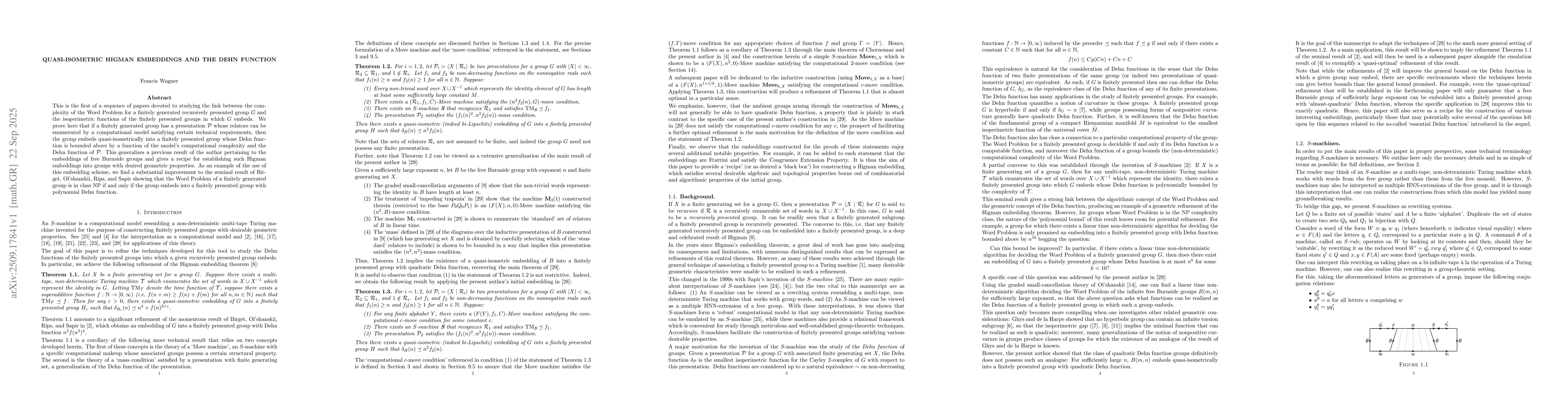 Thumbnail for Quasi-isometric Higman embeddings and the Dehn function