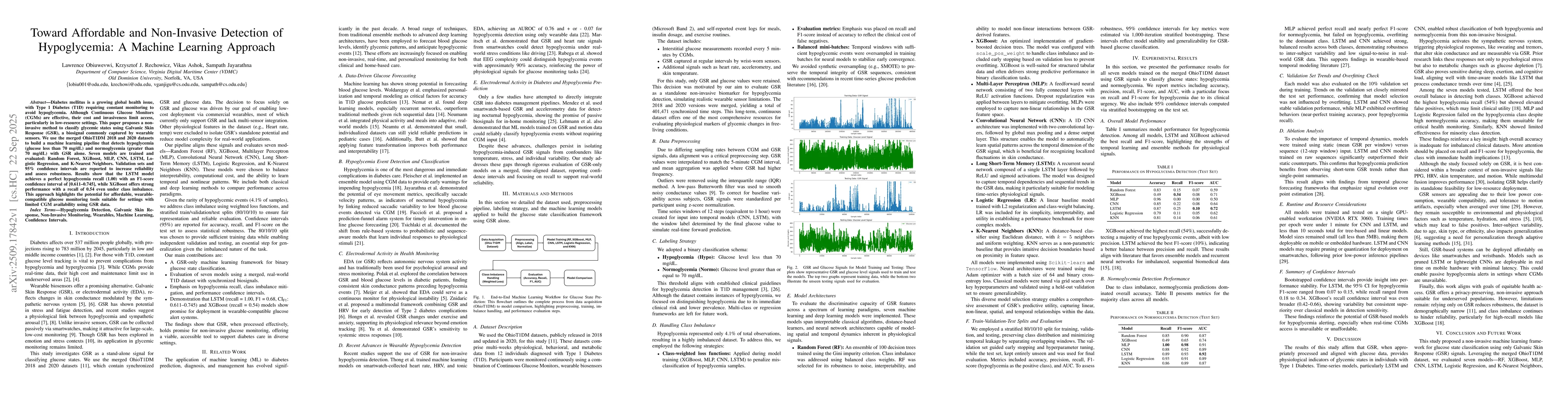 Thumbnail for Toward Affordable and Non-Invasive Detection of Hypoglycemia: A Machine
  Learning Approach