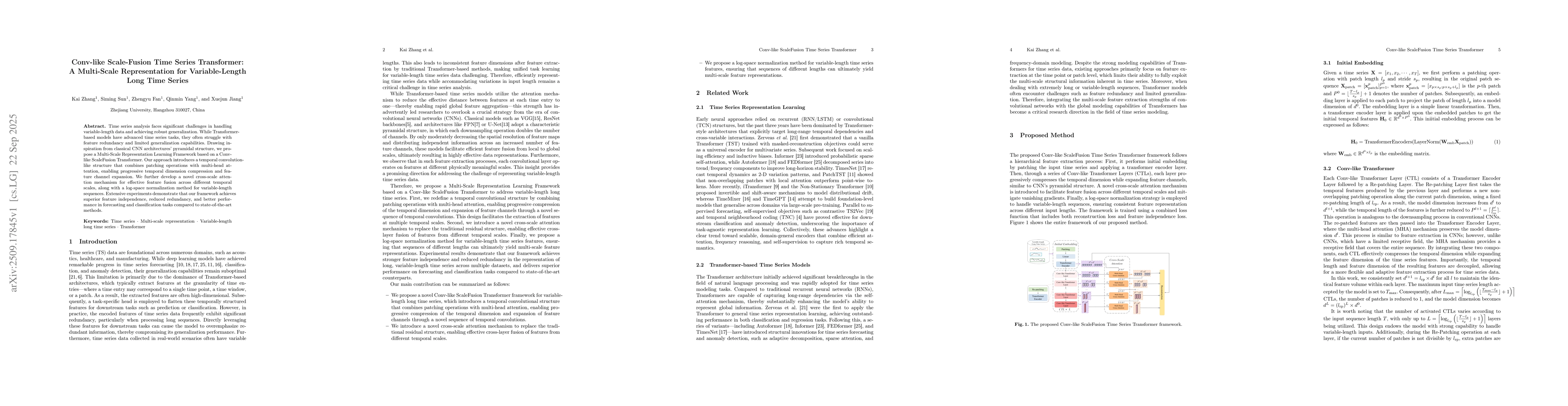 Thumbnail for Conv-like Scale-Fusion Time Series Transformer: A Multi-Scale
  Representation for Variable-Length Long Time Series