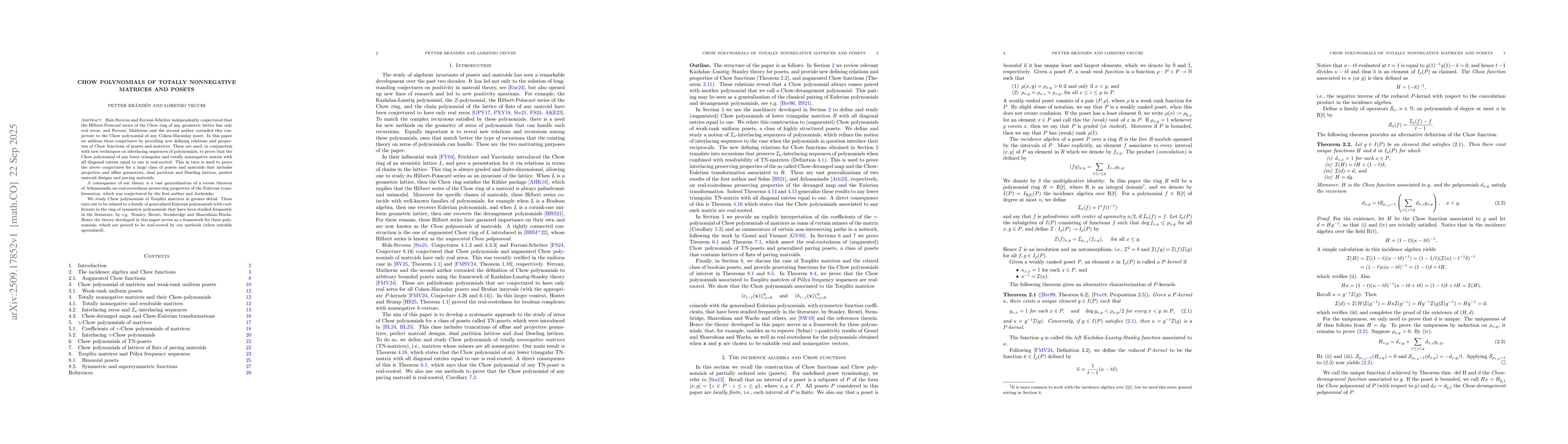 Thumbnail for Chow polynomials of totally nonnegative matrices and posets