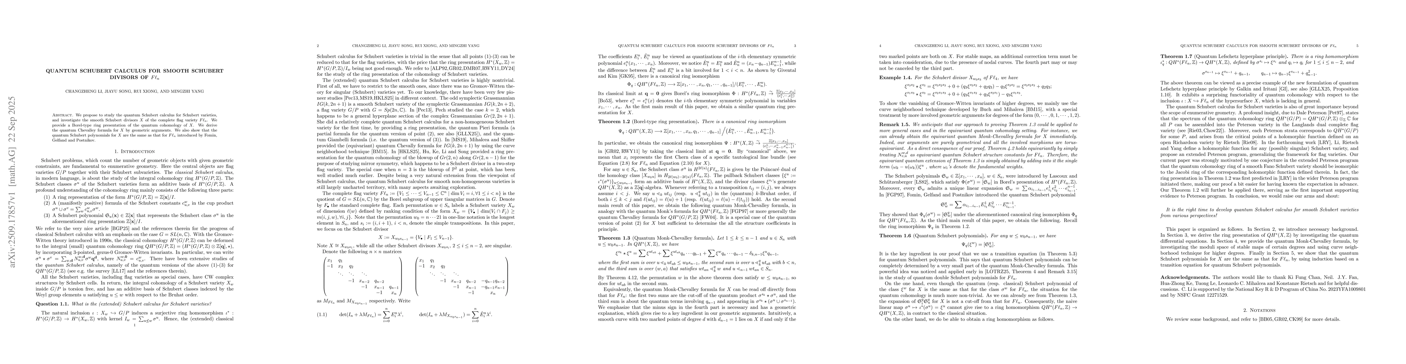 Thumbnail for Quantum Schubert calculus for smooth Schubert divisors of $F\ell_n$