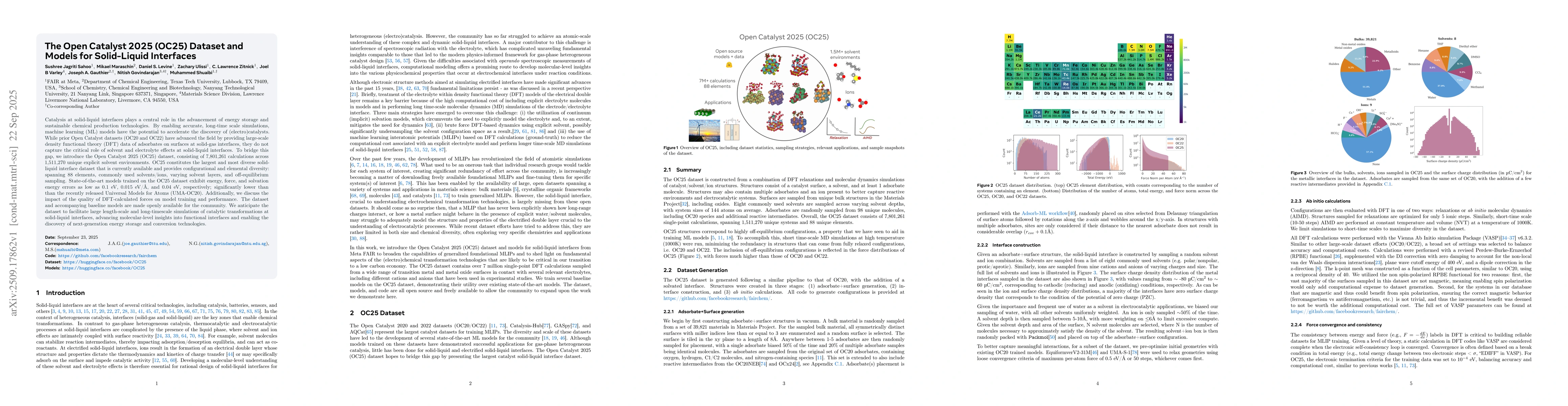Thumbnail for The Open Catalyst 2025 (OC25) Dataset and Models for Solid-Liquid
  Interfaces