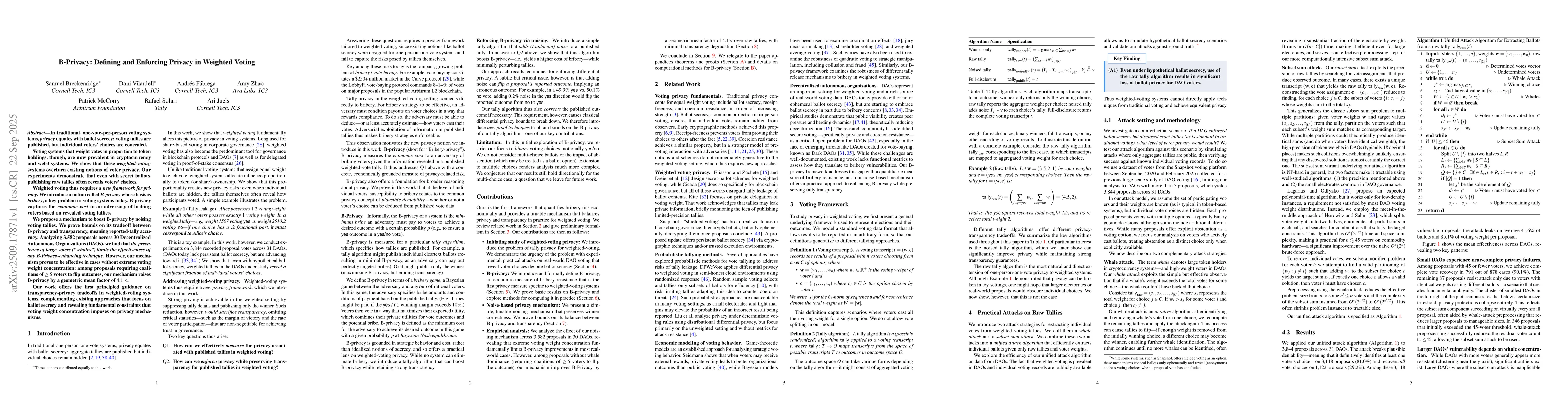 Thumbnail for B-Privacy: Defining and Enforcing Privacy in Weighted Voting
