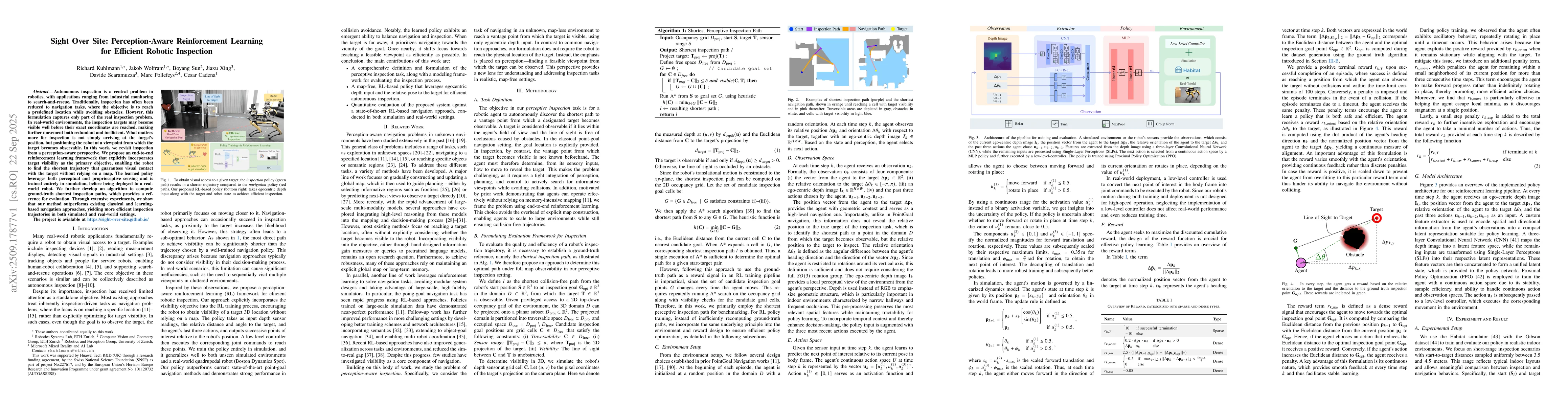 Thumbnail for Sight Over Site: Perception-Aware Reinforcement Learning for Efficient
  Robotic Inspection