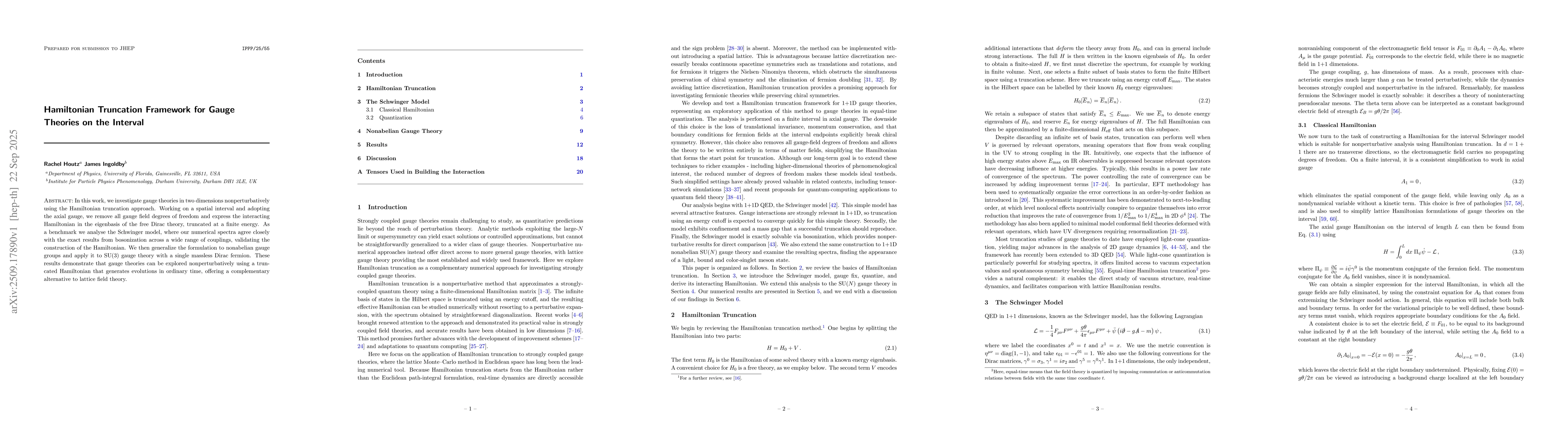 Thumbnail for Hamiltonian Truncation Framework for Gauge Theories on the Interval