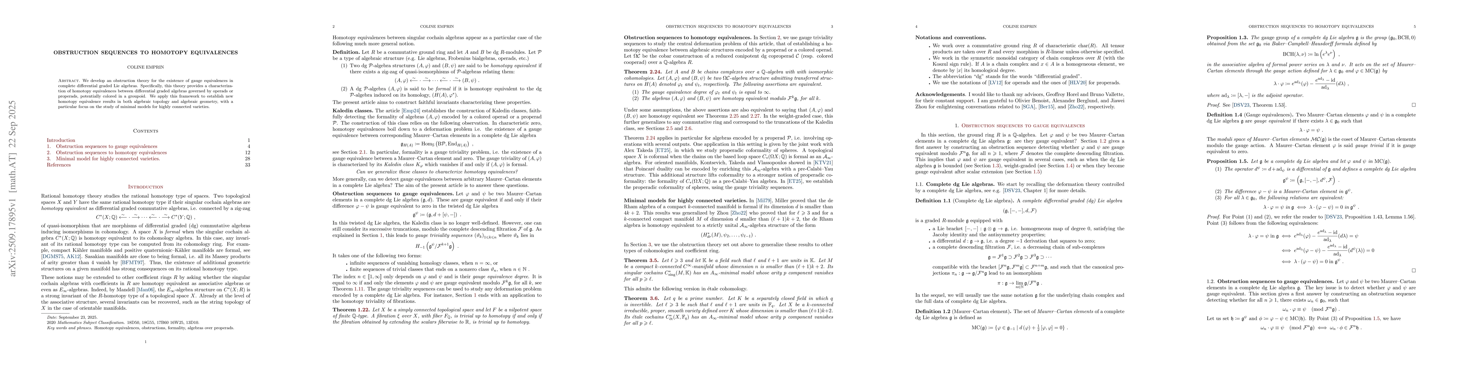 Thumbnail for Obstruction sequences to homotopy equivalences