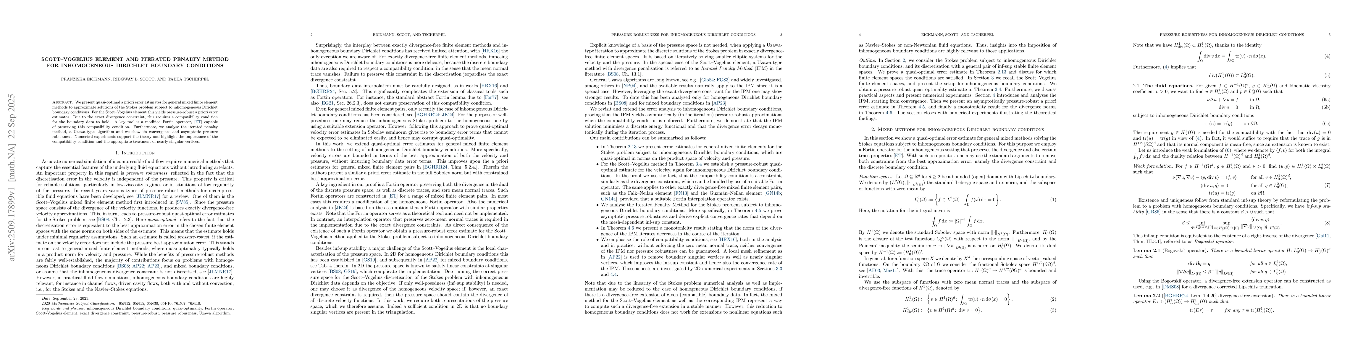 Thumbnail for Scott-Vogelius element and iterated penalty method for inhomogeneous
  Dirichlet boundary conditions