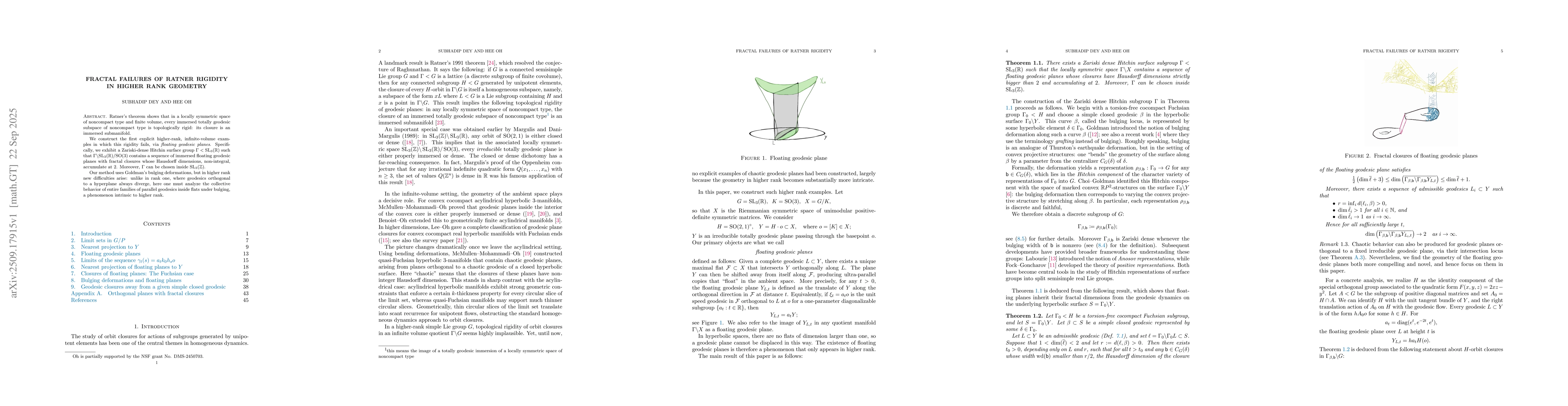 Thumbnail for Fractal failures of Ratner rigidity in higher rank geometry
