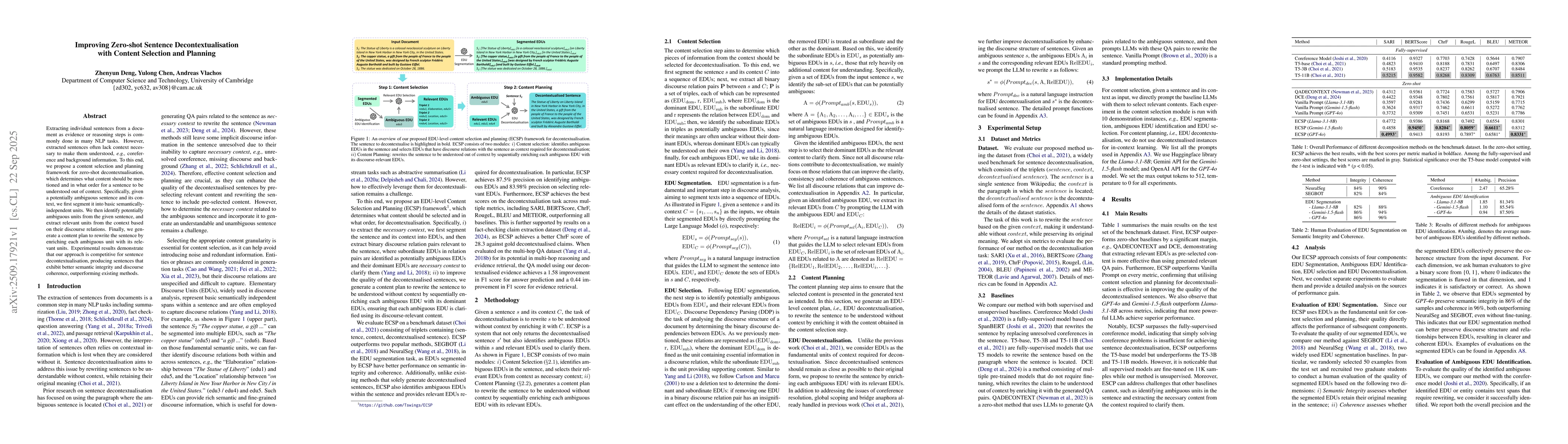 Thumbnail for Improving Zero-shot Sentence Decontextualisation with Content Selection
  and Planning