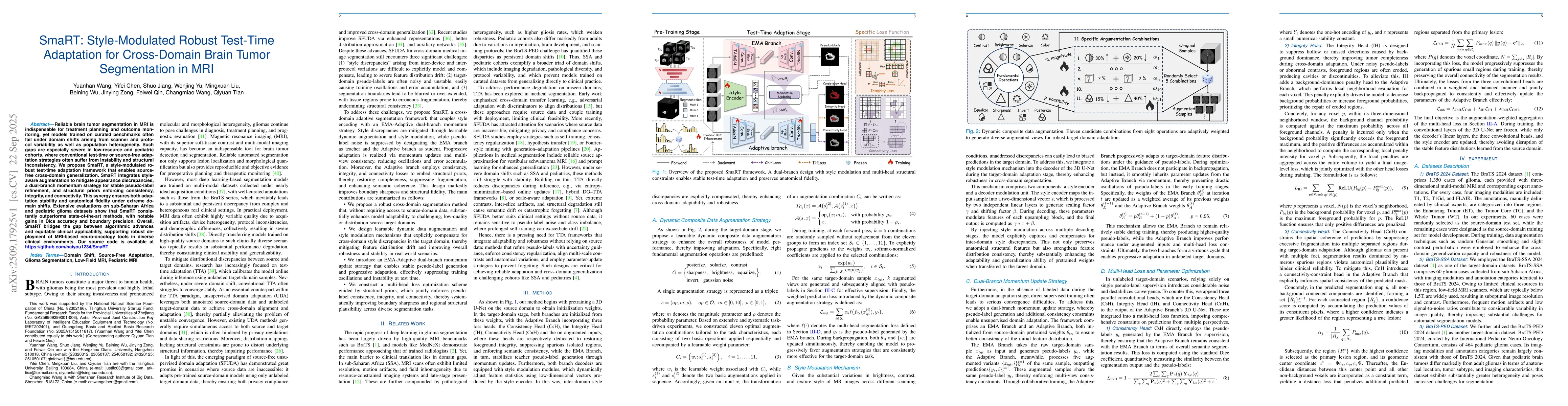 Thumbnail for SmaRT: Style-Modulated Robust Test-Time Adaptation for Cross-Domain
  Brain Tumor Segmentation in MRI